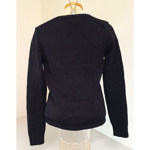 Banana Republic Merino Wool Black V Neck Sweater MEDIUM Closet Staple Warm Cozy - Picture 2 of 8